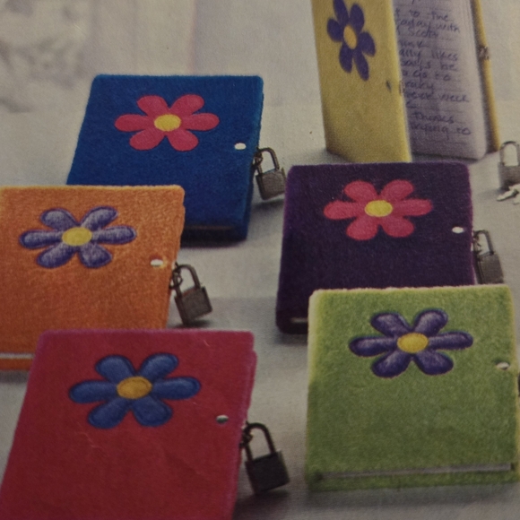 Locked Plush Flower Diary 41/2" x 5/8" x 57/8" high - Picture 3 of 4